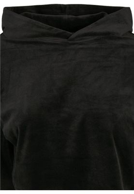 Ladies Cropped Velvet Oversized Hoody