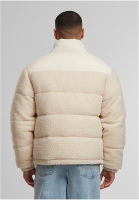 Puffig design med två färger Fabric Mix Teddy Puffer Jacket Jacka för herr – whitesand