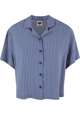 Kortärmad skjorta för dam– vintagebluepinstripe
