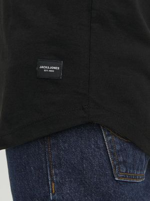 Sort længere t-shirt med rund kant