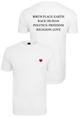 White t-shirt with red heart lady