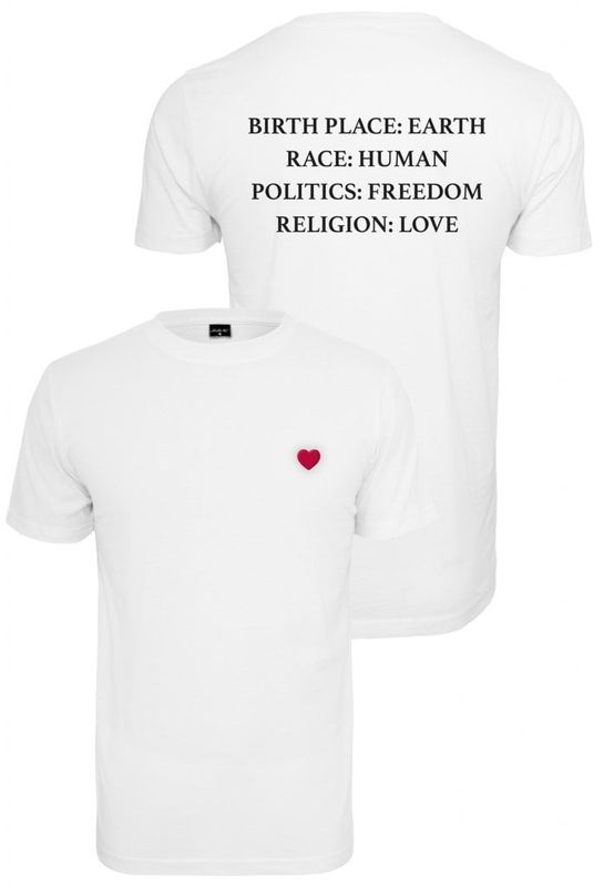 White t-shirt with red heart lady