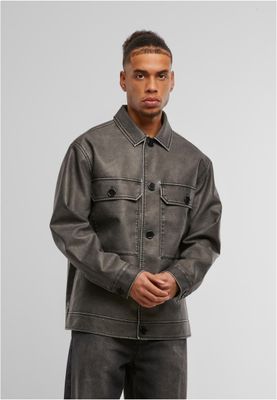 Synthetic Vintage Leather Skjortjacka