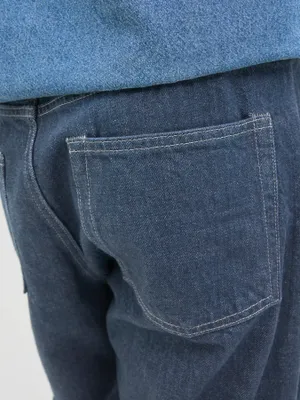 Baggy fit jeans med blå twillväv-struktur - ALEX