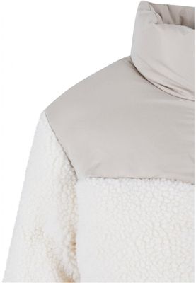Short sherpa mix puffer jacket lady