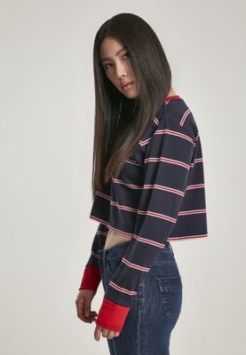 Short women's sweater with stripes