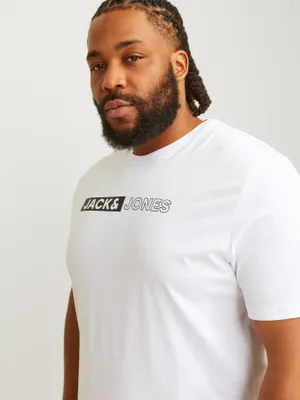 Jack & Jones Plus Size T-shirt med logotryck – Vit