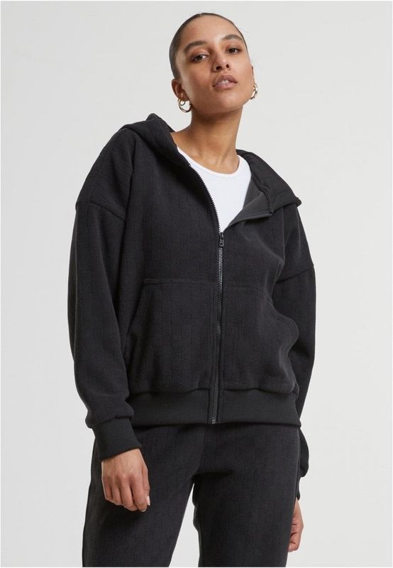 Ladies Jacquard Velvet Oversized Zip Hoody