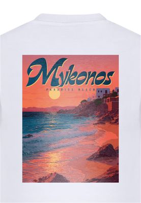 T-shirt i bomullsjersey med mykonos Mood – vit