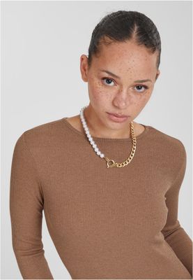 Ribbad klänning för dam – mörk khaki