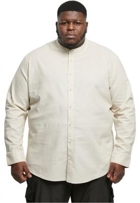 Cotton Linen Stand Up Collar Shir