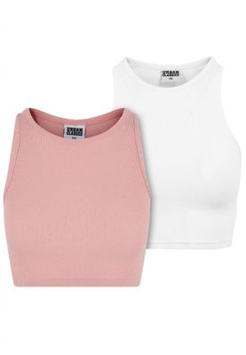 2-pak ribbede crop toppe