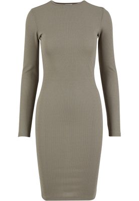 Ribbad klänning för dam – ljus olivgrön