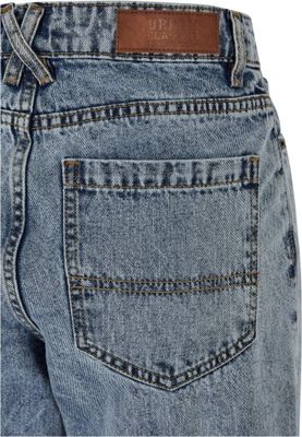 Wide-legged distressed denim for ladies.