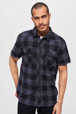 Short-sleeved flannel shirt gray/black