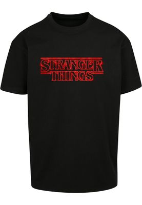 Stranger Things Tryck med text 'STRANGER THINGS' Neon Sign T-shirt för herr – svart