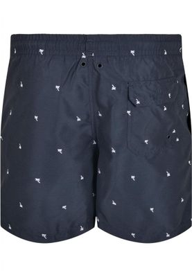 Dark blue swim shorts with palm trees