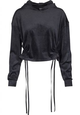 Ladies Short Velvet Gathered Hoody