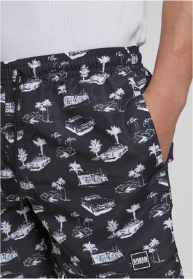 Pattern Swim Shorts Black/White