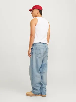 Ljusblå tvättade baggy fit jeans - ALEX