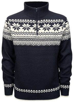 Norwegian knitted pullover - navy/white