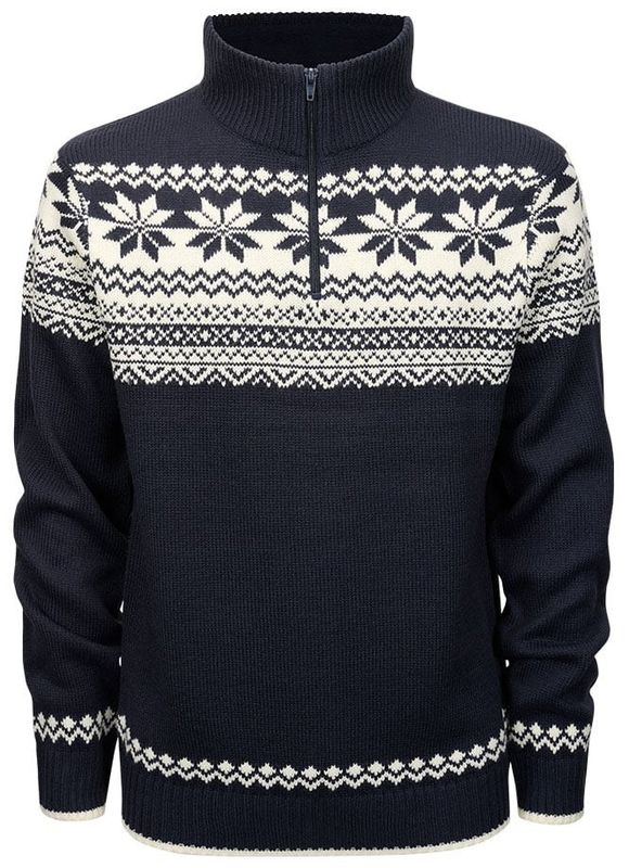 Norsk strikket pullover - navy/hvid