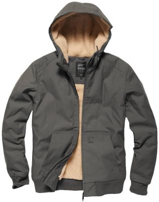 Short hooded jacket with teddy lining
