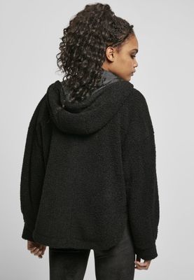 Short black teddy jacket for women