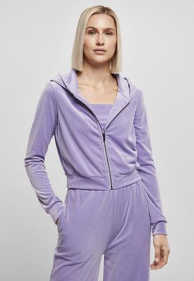 Ladies Short Velvet Zip Hoody