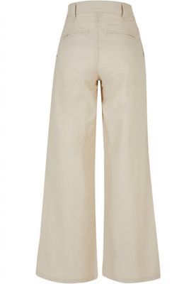 Mixed linen trousers with high waist for women