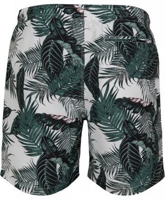 White swim shorts with palm leaves mens