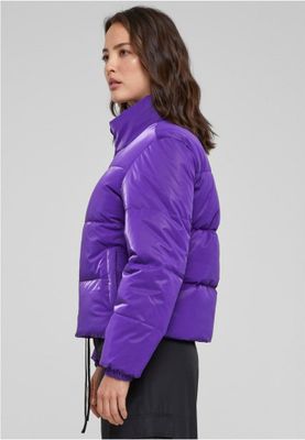 Glossy puffer jacket lady shark skin