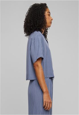 Kortärmad skjorta för dam– vintagebluepinstripe