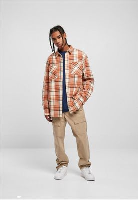 Long Oversized Checked Leaves Shirt