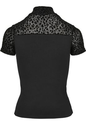 Top with high neck and lace