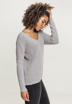 V-neck sweater with lace in the back lady