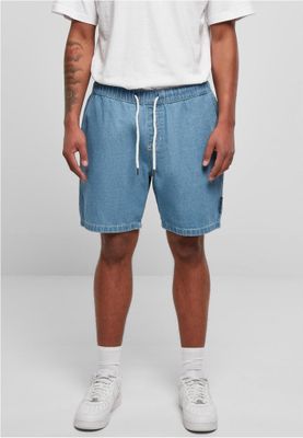 Jeansshorts med manchetter i taljen - blå