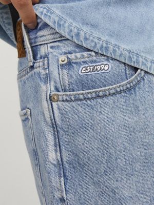 Light blue baggy denim shorts for men