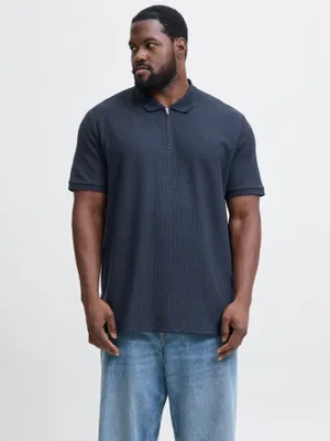 Mörkblå piké med dragkedja – Jack & Jones Plus Size
