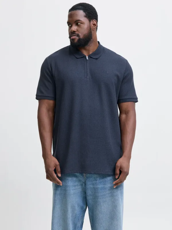 Mörkblå piké med dragkedja – Jack & Jones Plus Size