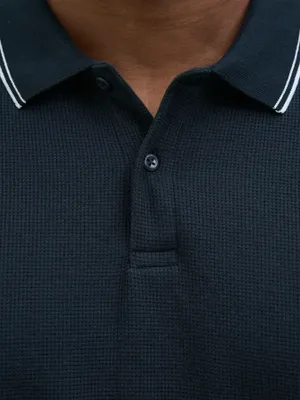Marinblå pikétröja med vita detaljer – Jack & Jones Plus Size