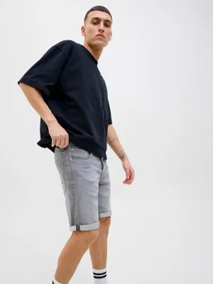 Grå denimshorts herr – regular fit