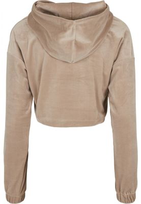Ladies Cropped Velvet Oversized Hoody