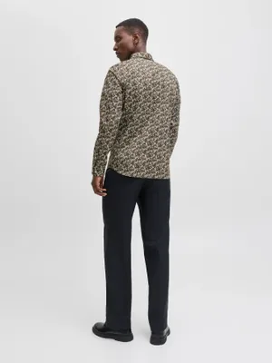 Slim fit poplin skjorta med långa ärmar