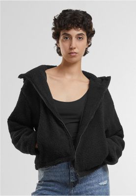 Women's short teddy jacket with hood