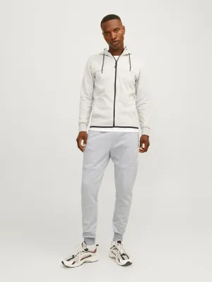 Gråmelerade slim fit joggingbyxor J&J