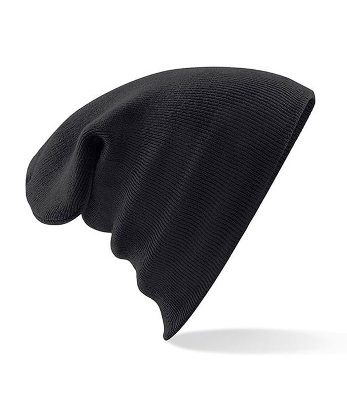 Black beanie in acrylic yarn