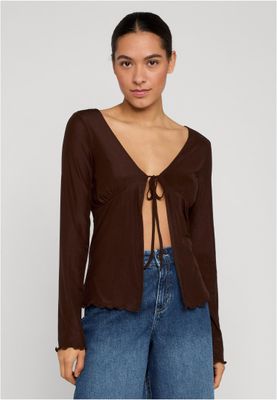 Topp för dam med knytdetalj vid midjan – brun