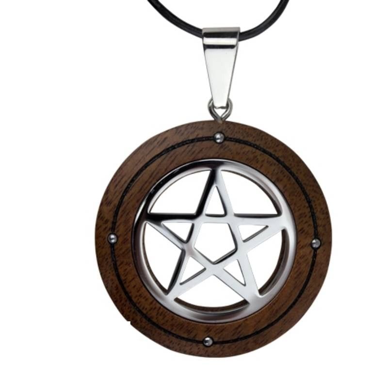 Pentagram wooden jewelry necklace