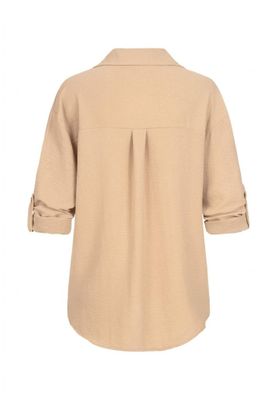 Beige Oversized Blouse with Buttons